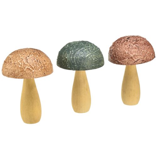 Floristik24 Wooden mushrooms decoration mushrooms autumn decoration wood assorted 11×7.5cm 3pcs