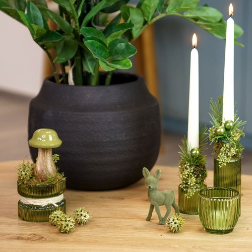 Product Wooden mushrooms decorative mushrooms wood grey green Ø6cm H10cm 2pcs