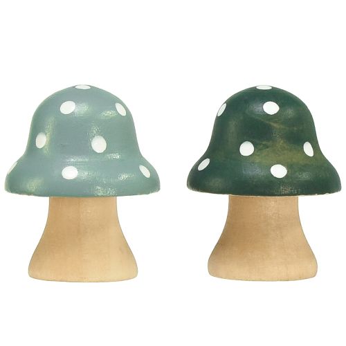 Floristik24 Wooden Mushrooms Decorative Mushrooms Wooden Mini Toadstools Mint Green 4cm 12pcs
