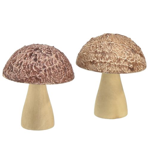 Wooden mushrooms decoration mushrooms table decoration autumn brown natural 5×6cm 8pcs