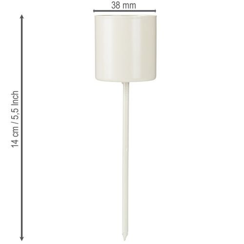 Product Candle holder for thick taper candles, metal, beige, 3.8 x 14 cm, 4 pieces