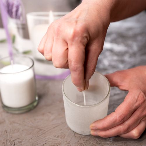 Product Candle sand wax granules with wick scented lavender 400g