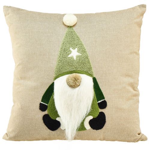 Decorative cushion with gnome decorative cushion green beige 40×40cm