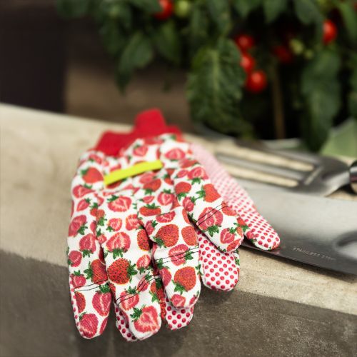 Product Kixx Gardening Gloves Strawberry Motif White Red Size 8