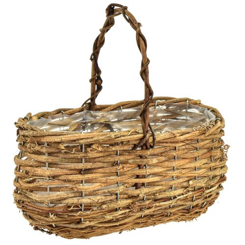 Basket for planting with handle vine natural 25x14,5x24,5cm