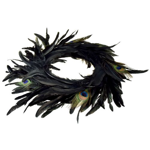 Product Exquisite Peacock Feather Wreath – Natural Iridescent Colors, 30cm – Luxurious Home and Event Decoration