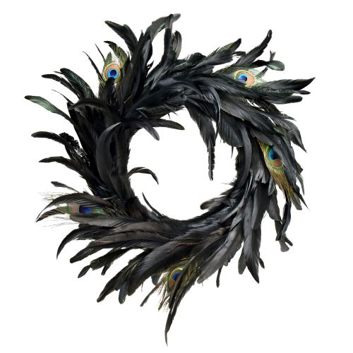 Floristik24 Exquisite Peacock Feather Wreath – Natural Iridescent Colors, 30cm – Luxurious Home and Event Decoration