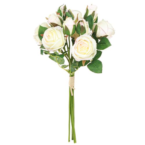 Artificial Roses Artificial Flowers Bunch Cream 36cm 6pcs × 2Bd