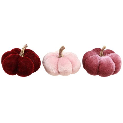 Product Pumpkin made of fabric decoration velvet burgundy pink Ø7cm 9 pcs