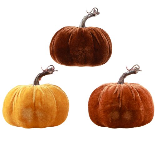 Product Pumpkin decoration for autumn in yellow brown Ø13cm 3 pcs