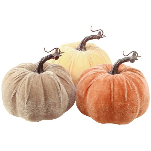 Floristik24 Pumpkin Decoration Autumn Yellow Brown Orange Ø13cm H11,5cm 3pcs