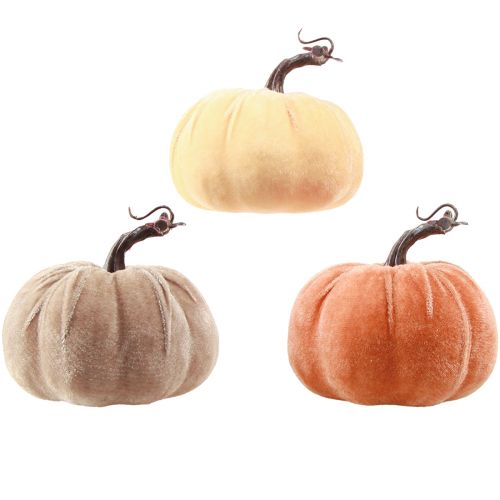 Product Pumpkin Decoration Autumn Yellow Brown Orange Ø13cm H11,5cm 3pcs