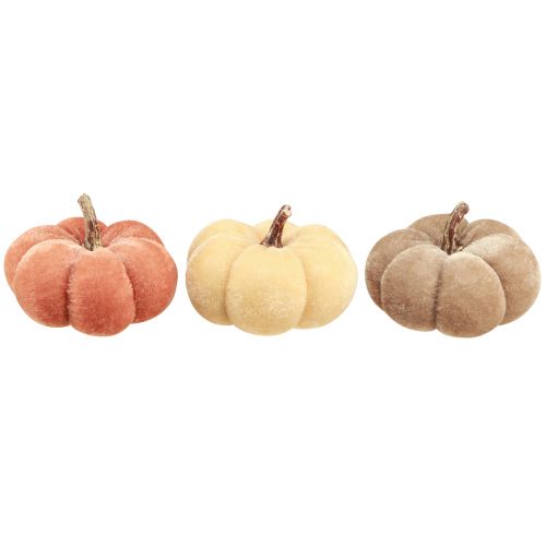 Product Pumpkin Decoration Fabric Pumpkins Yellow Beige Reddish Brown Ø7cm 9 pcs