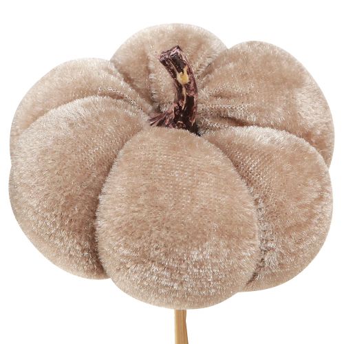 Product Decorative pumpkin made of fabric on a stick yellow brown orange Ø7cm 9pcs