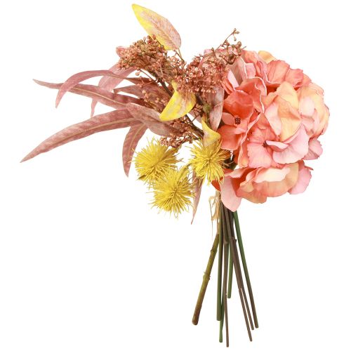 Artificial flower bouquet hydrangea rose eucalyptus L33cm