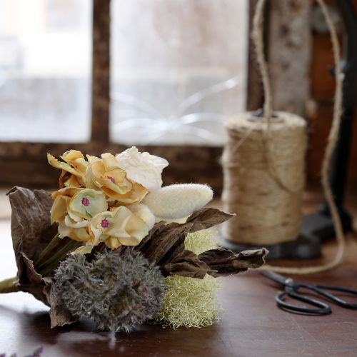 Product Artificial Flower Bouquet Rose Hydrangea Dry Look Vintage Decoration 38cm