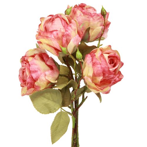 Artificial roses pink decorative roses with buds L44cm 4 pcs