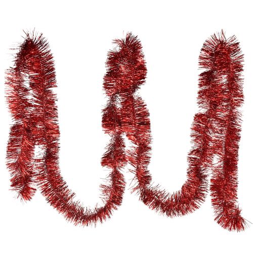 Festive Red Tinsel Garland 270cm – Shiny and vibrant, perfect for Christmas and holiday decorations