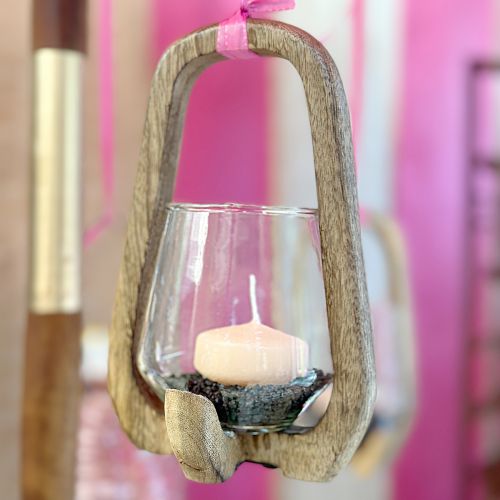 Product Lantern wood glass lantern living room decoration Ø12cm H20cm