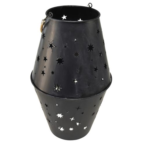 Product Hanging lantern made of metal in anthracite with stars – Ø18.5 cm, height 50 cm – Elegant outdoor and indoor lighting