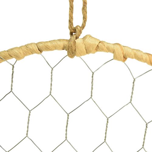 Product Metal Decorative Ring for Hanging Raffia Silver Natural Ø28cm 4 Pcs