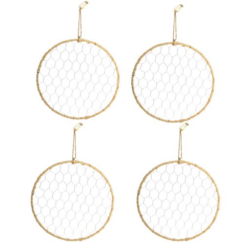 Product Metal Decorative Ring for Hanging Raffia Silver Natural Ø28cm 4 Pcs