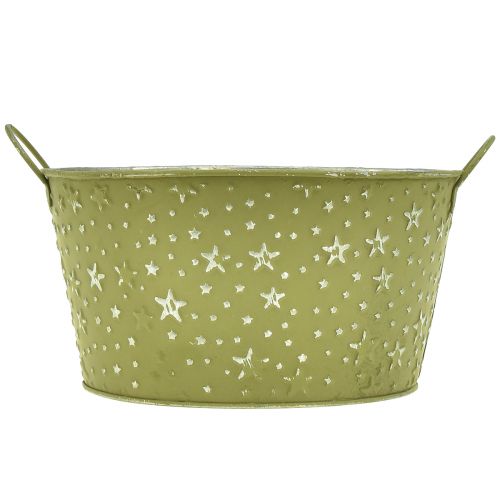 Product Metal bowl with stars and handles green Ø20cm H11,5cm