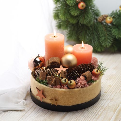 Product Metal Tray Decorative Tray Black Round Candle Tray Ø25cm 2pcs