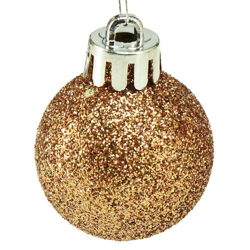 Product Mini Christmas tree balls bronze shatterproof Ø3cm H3.5cm 14pcs