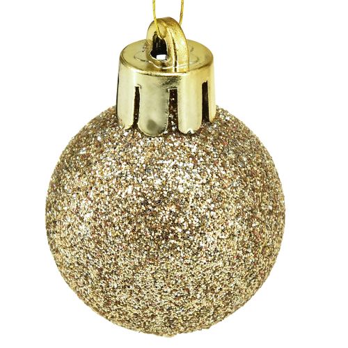 Product Mini Christmas tree balls Pearl Golden plastic Ø3cm 14pcs