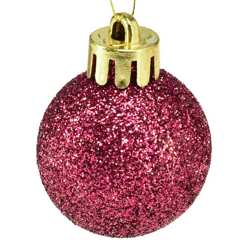 Product Mini Christmas tree balls pink shatterproof Ø3cm H3.5cm 14pcs