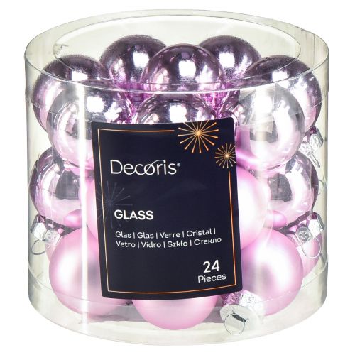 Product Mini Christmas tree balls glass light purple Ø2.5cm 22pcs