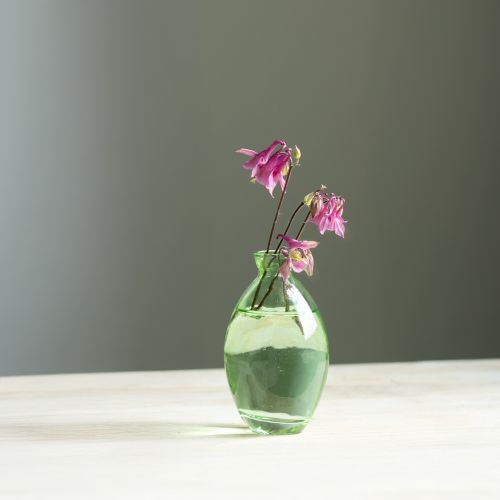 Product Mini vases glass bulbous glass vases green tinted H12cm 6 pcs