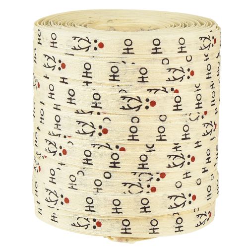 Floristik24 Sustainable curling ribbon white gift ribbon Christmas &quot;Ho Ho Ho&quot; 10mm 100m