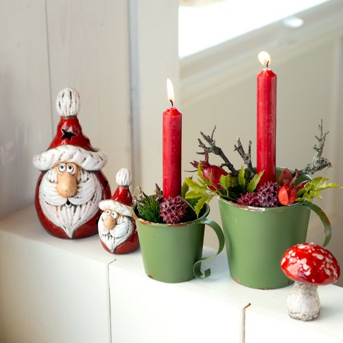 Cute ceramic Santa Claus figure, red and white, 10 cm - set of 4, perfect Christmas decoration