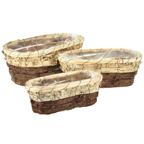 Floristik24 Plant tub wood natural 3-coloured L29.5/25/23cm set of 3