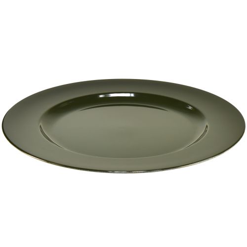 Product Elegant dark green plastic plate – 28 cm – Ideal for stylish table arrangements and decoration