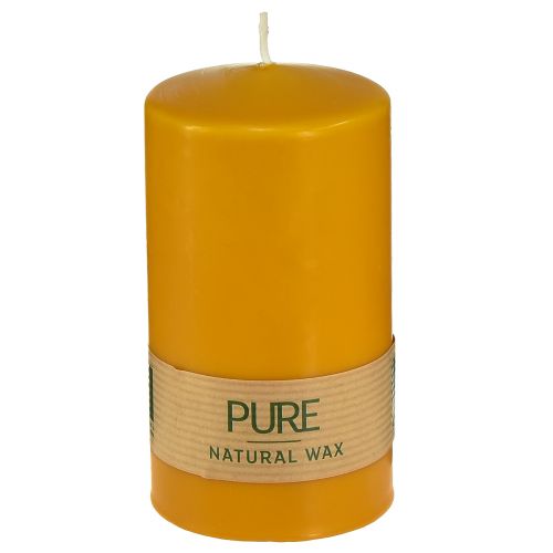 PURE Pillar Candle Yellow Honey Wenzel Candles 130/70mm