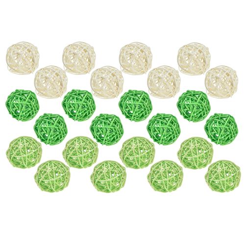 Product Rattan balls green light green cream sorted rattan Ø5cm 24pcs