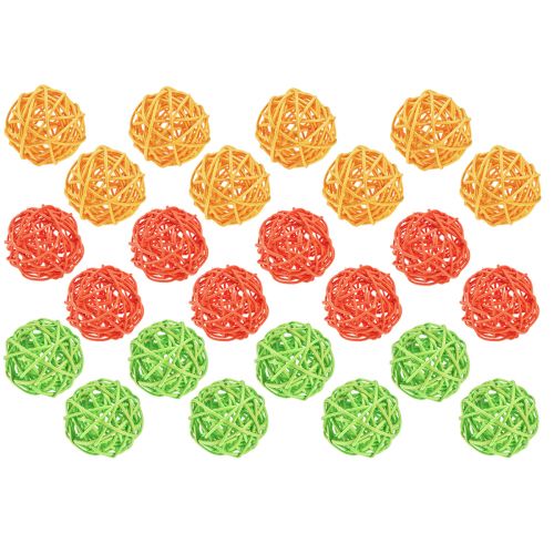 Product Rattan balls table decoration rattan green yellow orange sorted Ø5cm 24pcs