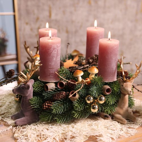 Product Sitting deer decoration flocked grey gold 15×6×15.5cm 3pcs