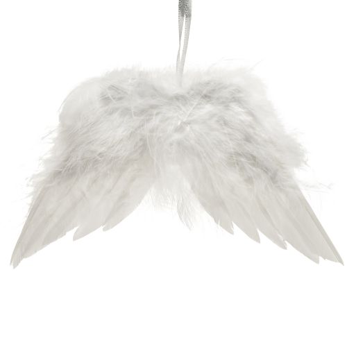Romantic angel wings made of white feathers – Christmas decoration for hanging 20×12cm 6pcs