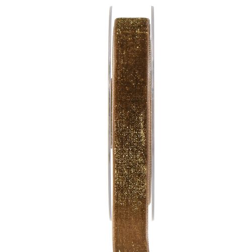 Velvet Ribbon Glitter Brown Gold – Glamorous Christmas Ribbon 20mm 10m