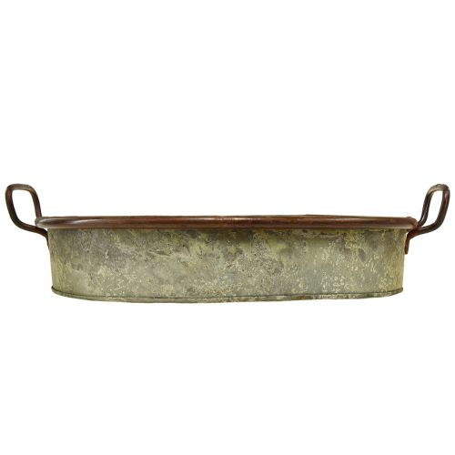 Product Bowl Oval Metal Tray Handle Rust 46/52cm Set of 2