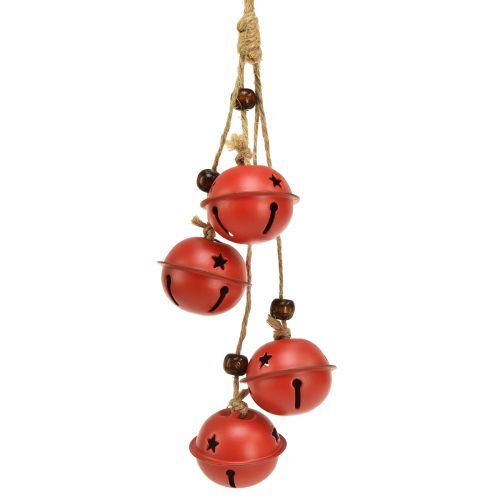 Bells hanging Christmas bells red 28cm set of 2