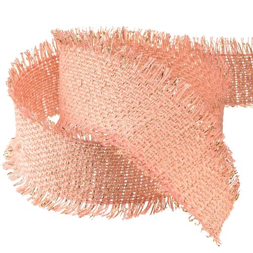 Product Decorative Ribbon Fringe Ribbon Pink Gold W40mm L15m