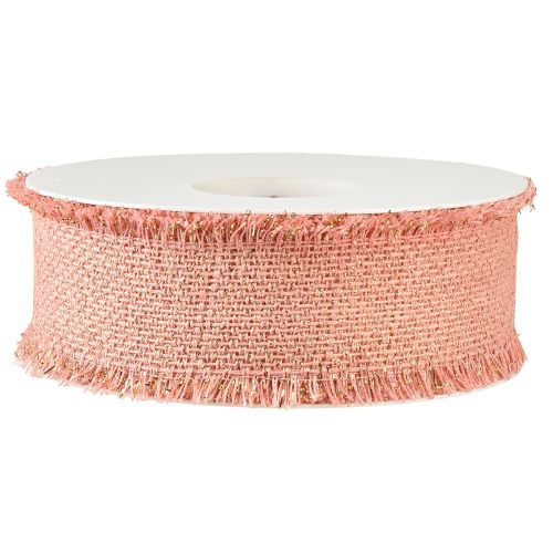 Product Decorative Ribbon Fringe Ribbon Pink Gold W40mm L15m