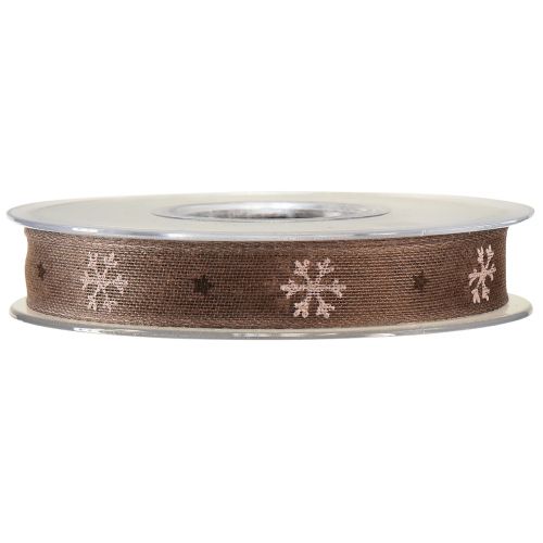 Product Snowflake decorative ribbon with wire brown pink W15mm L15m