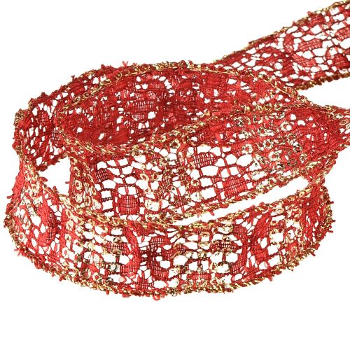 Product Lace ribbon with glitter red gold decorative ribbon fabric 25mm 15m