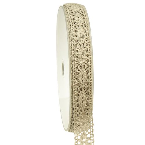 Floristik24 Lace ribbon decorative ribbon lace beige W18mm 20m
